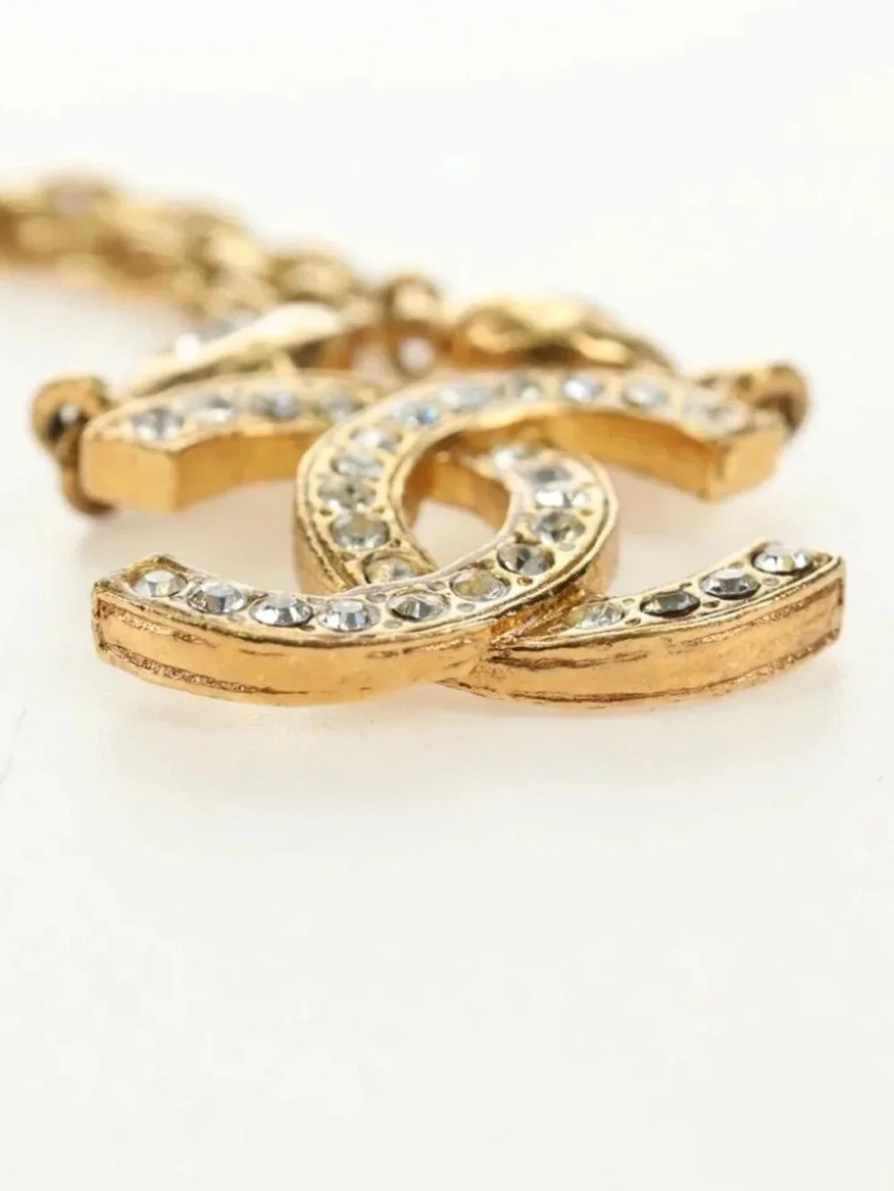 CHANEL COCO Mark Necklace metal Gold Tone CC Auth 186060M